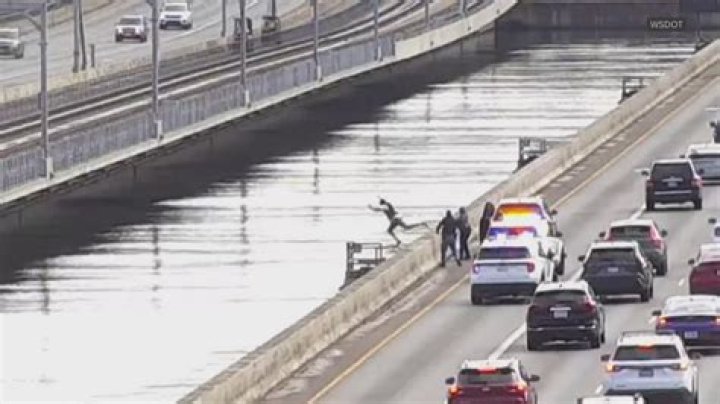 
14-year-old runs out of gas in allegedly stolen Mustang during police chase, jumps off bridge 